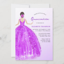 Lila Dress Ombre Quinceañera Birthday Inbjudningar