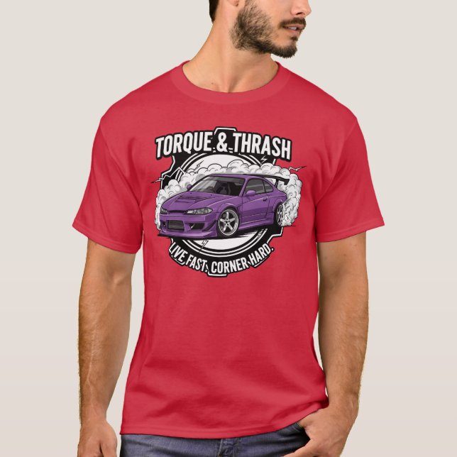 Lila driftbil med Speed Motto vänner vän T Shirt (Framsida)