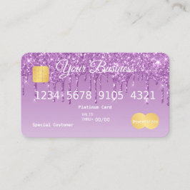 Lila Drip Glitter-look Kredit Card Visitkort