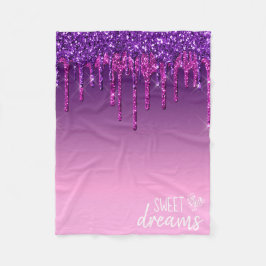 Lila Dripping Glitter Sweet Dreams Fleecefilt
