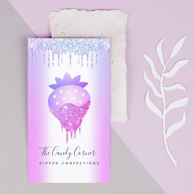 Lila-drivrutiner för jordgubbschokladkonfektion visitkort (Skapare uppladdad)