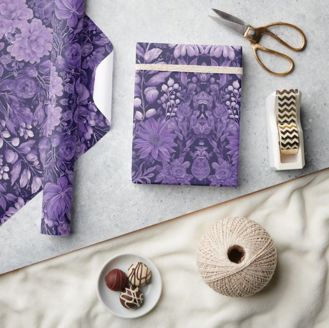 Lila dröm, indigo palett för fantasiblommor  presentpapper (Hantverk)