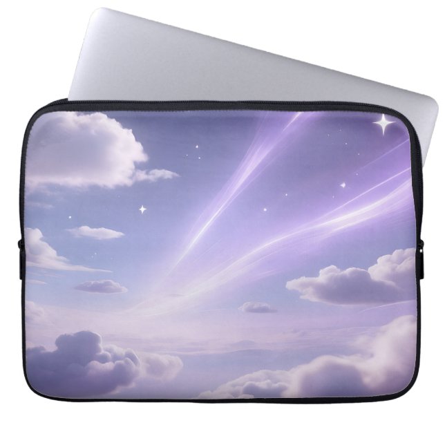 Lila Drömlik Himmel Aurora Moln Stjärnor Laptop Fodral (Framsidan)