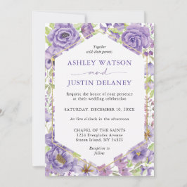 Lila drömmer om snyggt blommigts bröllopsinbjudan inbjudningar