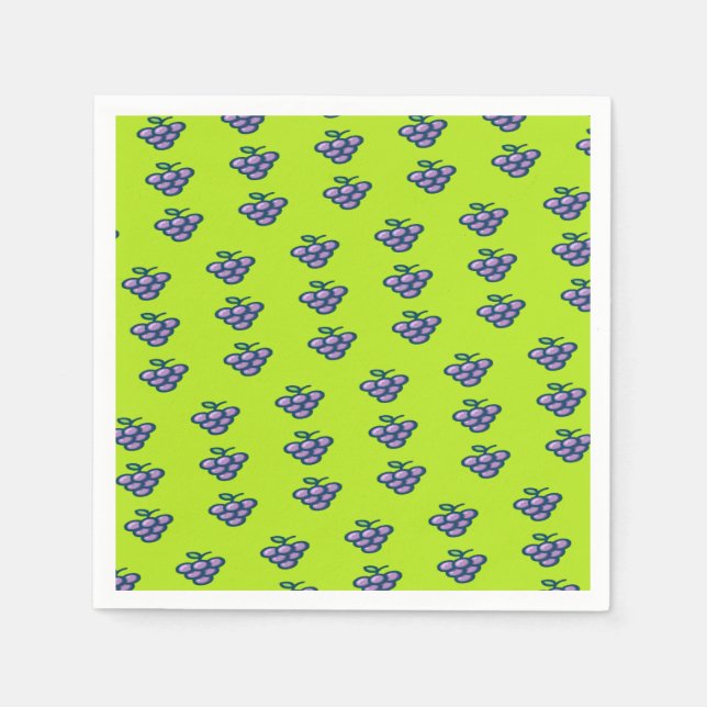 Lila druvor mönster på grönt pappersservett (Framsidan)