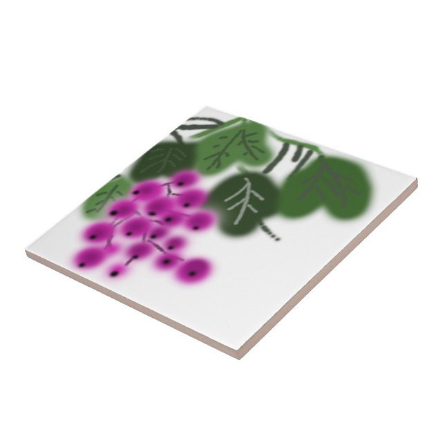 lila druvor och gröna blad kakelplatta (Sidan)
