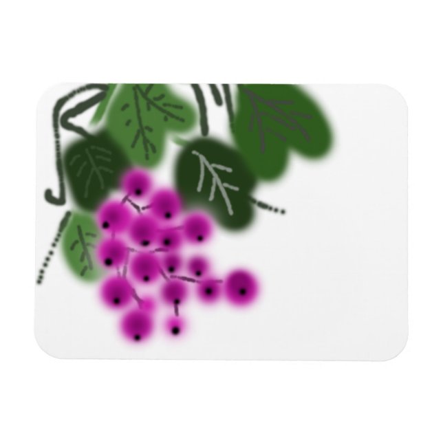 lila druvor och gröna blad magnet (Horisontell)