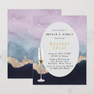 Lila Dusty Blue Agate Brunch & Bubly Inbjudningar