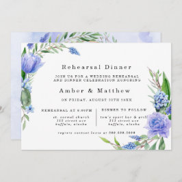 Lila Dusty Blue Hyacinth Peony Rehearsal Dinner Inbjudningar