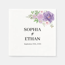 Lila Dusty Ro Blommigt Bröllop Pappersservett