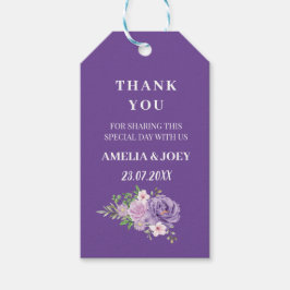 Lila Dusty Ro Blommigt Bröllop Presentetikett