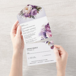 lila Dusty Rosa Blommigt Bröllop