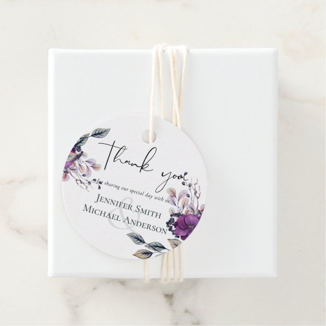 Lila dynasti Mörkt blommig budgetbröllopsartikel Gåvor Etiketter (På plats)