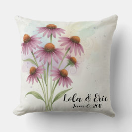 Lila Echinacea Blomsterbukett årsdag Kudde