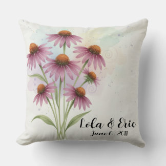 Lila Echinacea Blomsterbukett årsdag Kudde