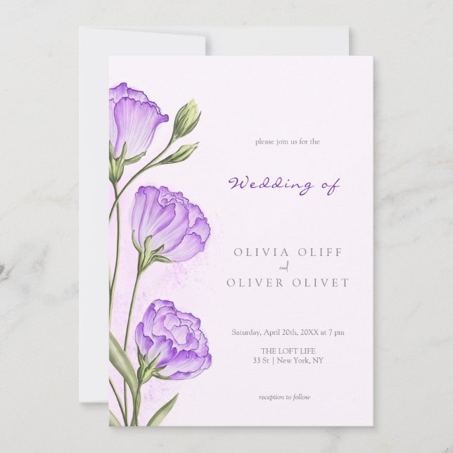 Lila ECustoms Bröllop Inbjudningar (Framsida)