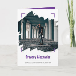 Lila Edgy Abstrakt Brushstroke Photo Studenten Inbjudan