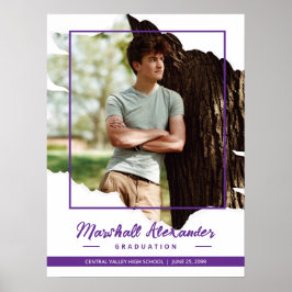 Lila Edgy Abstrakt Torn Photo Studenten Poster