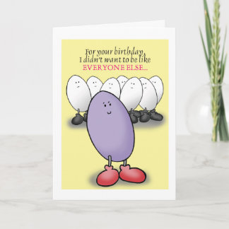Lila Egg Humous Birthday Card Kort