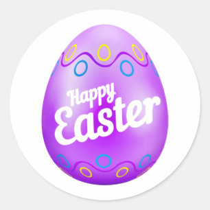Lila Egg - Påsk Sticker Runt Klistermärke