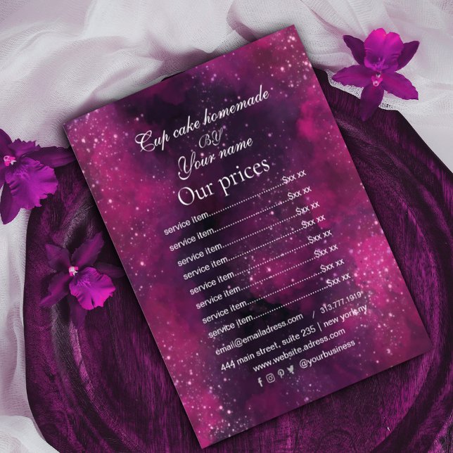 Lila Eggplant Mystical Pris List-flygare Flygblad (#pricelist #makeupflyer #foodflyer #dustyshadespurpleamethyst #lightpastel #lavender #springgarden)