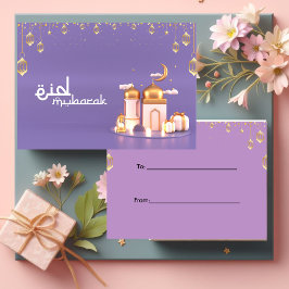 Lila Eid Mubarak Card Anteckningskort