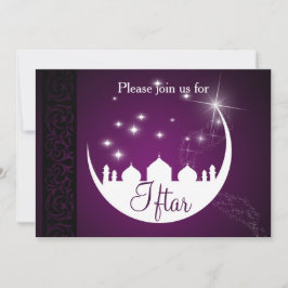 Lila Eid Mubarak Måne Mosque Inbjudningar
