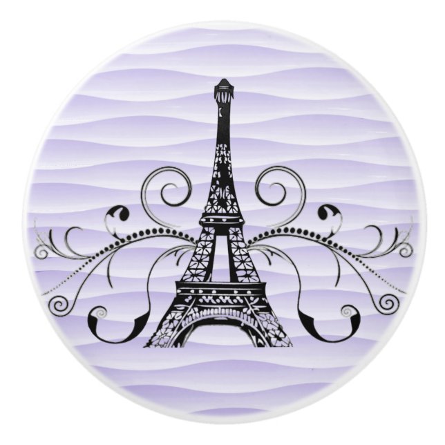 Lila Eiffel Torn Flourish Ceramic pull Knopp (Framsidan)