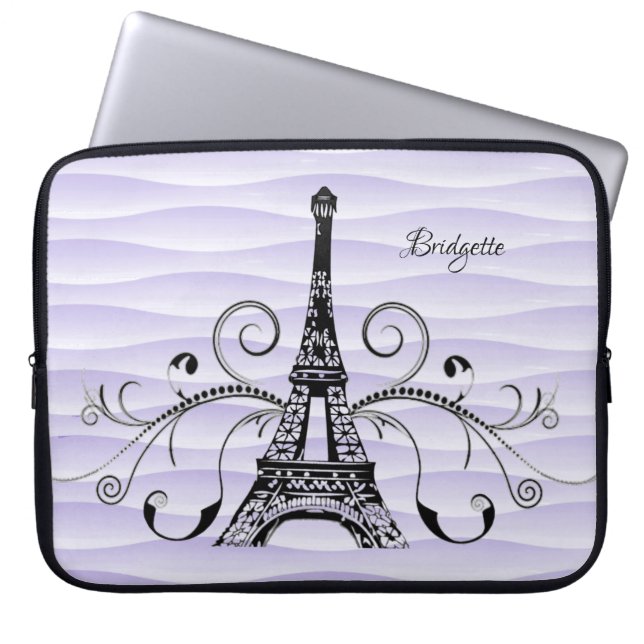 Lila Eiffel Torn Flourish Laptop sleeve (Framsidan)