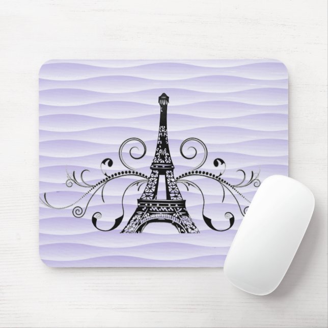 Lila Eiffel Torn Flourish Mouse Pad Musmatta (Med mus)