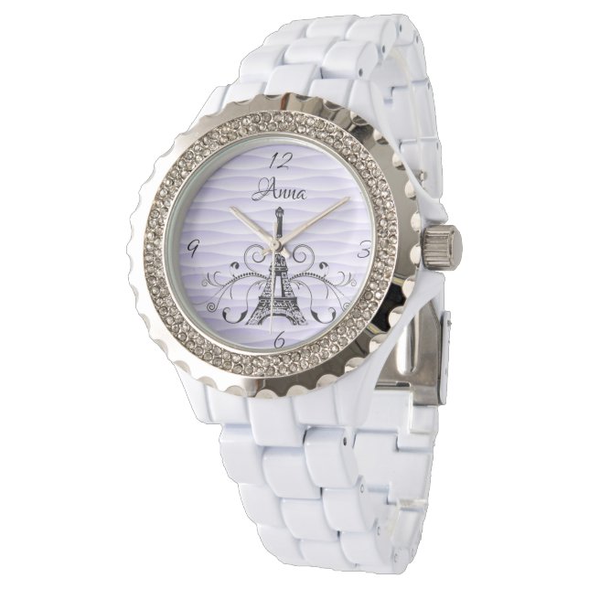Lila Eiffel Torn Flourish Watch Armbandsur (Vinklad)