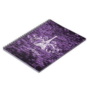 Lila Eiffel Torn Grunge bärbar dator Anteckningsbok