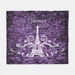 Lila Eiffel Torn Grunge Fleece Blanket