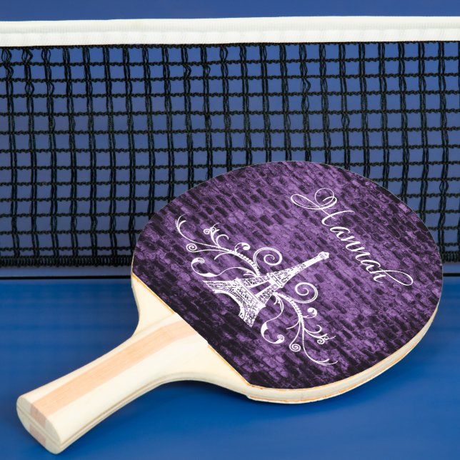 Lila Eiffel Torn Grunge Ping Pong Paddle Pingisracket (Insitu)