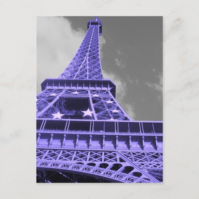 Lila Eiffel Torn Vykort (Framsida)