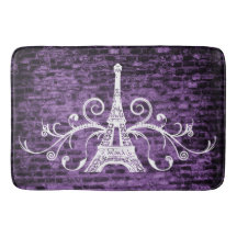Lila Eiffel Towel Grunge Bath Mat