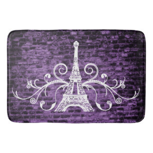 Lila Eiffel Towel Grunge Bath Mat Badrumsmatta