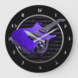 Lila Electric Guitar Round Wall Clock Stor Klocka