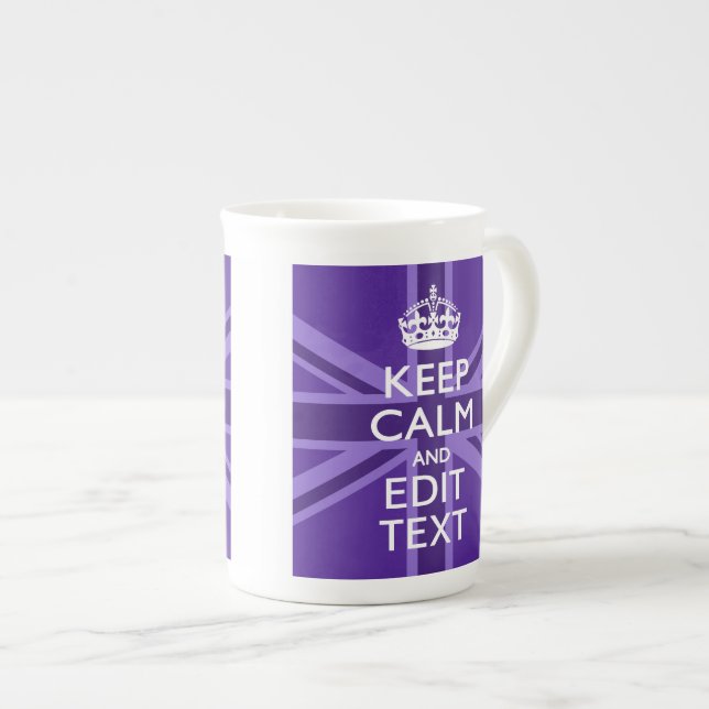 Lila Elegance Behålla Lugn din textunion Benporslin Mugg (Framsida höger)