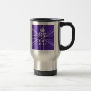 Lila elegans håll lugn din text union jack resemugg