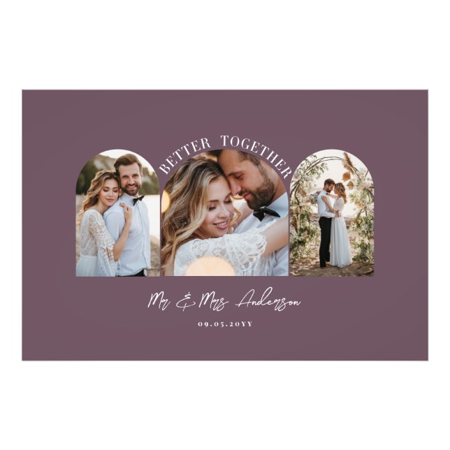 Lila elegant Arch-presentdekoder för flera foto-br Fototryck (Framsidan)