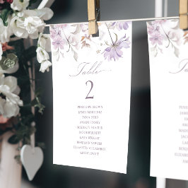 Lila Elegant Blommig Bord Nummer Sittplatskarta Inbjudningar