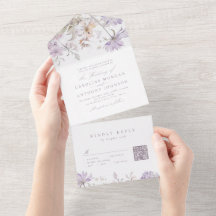 Lila Elegant Botanisk Blommig Boho Bröllop