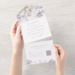 Lila Elegant Botanisk Blommig Boho Bröllop