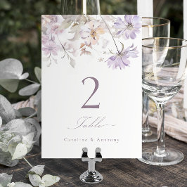 Lila Elegant Botanisk Blommig Boho Bröllop Bordsnummer