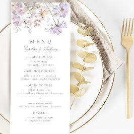 Lila Elegant Botanisk Blommig Boho Bröllop Meny