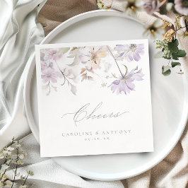 Lila Elegant Botanisk Blommig Boho Bröllop Pappersservett