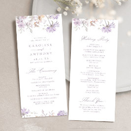 Lila Elegant Botanisk Blommig Boho Bröllop Program