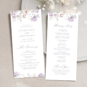 Lila Elegant Botanisk Blommig Boho Bröllop Program