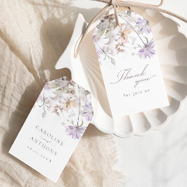 Lila Elegant Botanisk Blommig Boho Bröllopspresent Presentetikett